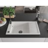 Mexen Elias 1-compartment granite sink with a drip tray 795 x 480 mm, White, siphon Black - 6511791005-20-B
