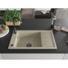 Mexen Elias 1-bowl granite sink with drainer 795 x 480 mm, beige, black siphon - 6511791005-69-B