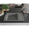 Mexen Elias 1-bowl granite sink with drainer 795 x 480 mm, gray, black siphon - 6511791005-71-B