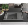 Mexen Elias granite sink 1-bowl with drainer 795 x 480 mm, grey, black siphon - 6511791005-71-B