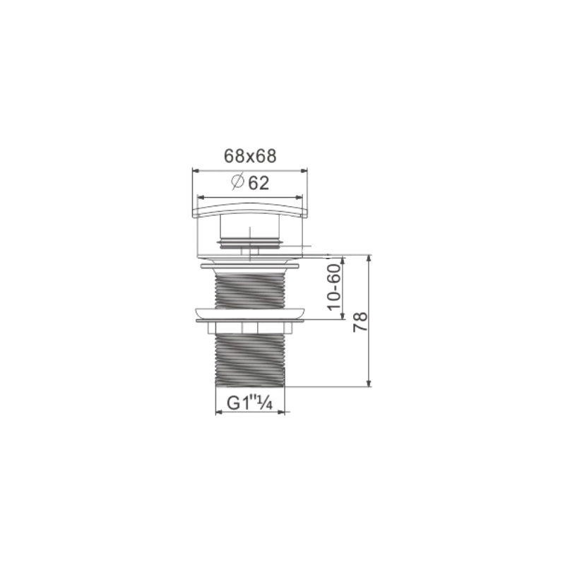 Mexen click-clack square stopper, chrome - 79916-00