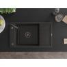 Mexen Elias granite sink 1-bowl with drainer 795 x 480 mm, black/gold metallic, black siphon - 6511791005-75-B