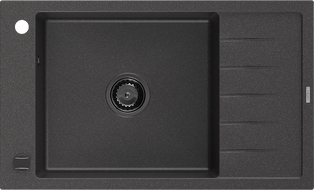 Mexen Elias 1-compartment granite sink with a drip tray 795 x 480 mm, spotted black, siphon Black - 6511791005-76-B