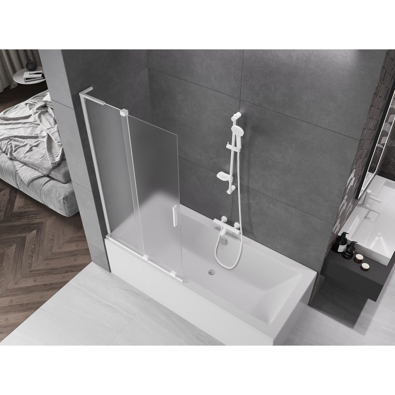 Mexen Velar L 2-panel sliding bath screen 90 x 150 cm, frost, white - 896-090-003-31-20