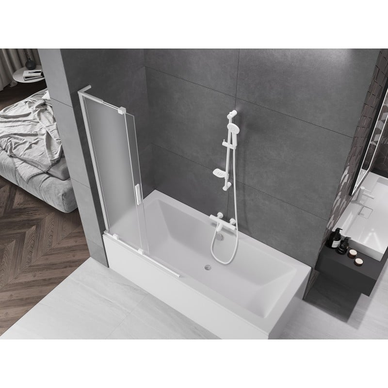 Mexen Velar L 2-panel sliding bath screen 90 x 150 cm, frost, white - 896-090-003-31-20