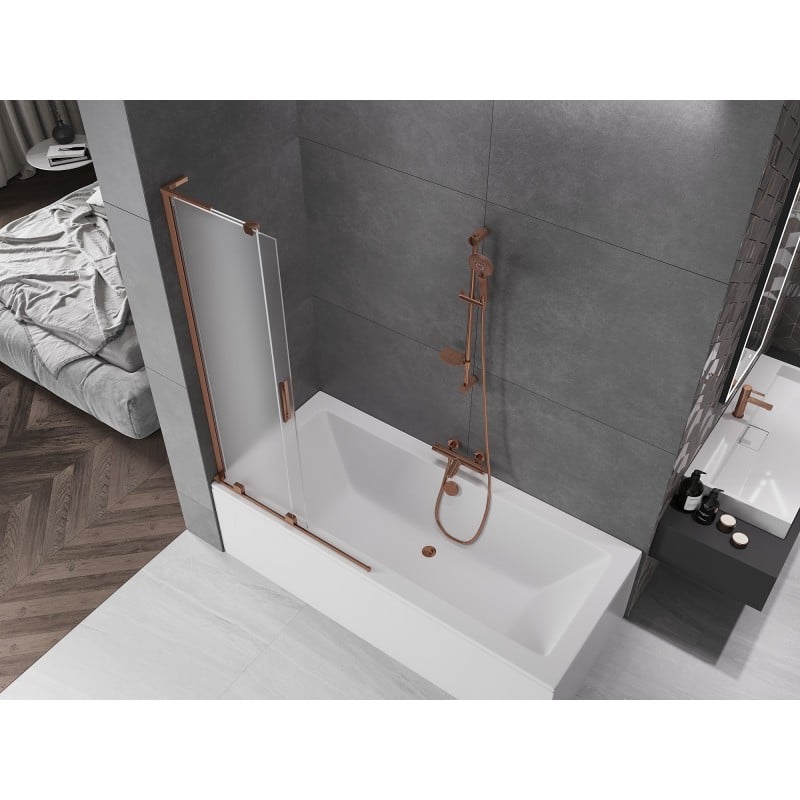 Mexen Velar L 2-panel sliding bathtub screen 95 x 150 cm, frost, rose gold - 896-095-003-31-60