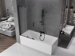 Mexen Velar L 2-wing sliding bath screen 90 x 150 cm, frost, black - 896-090-003-31-70