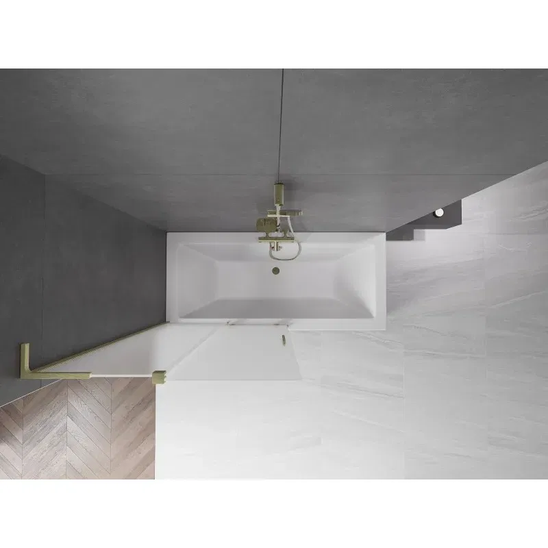 Mexen Velar L 2-panel sliding bath screen 100 x 150 cm, frosted, brushed gold - 896-100-003-31-55