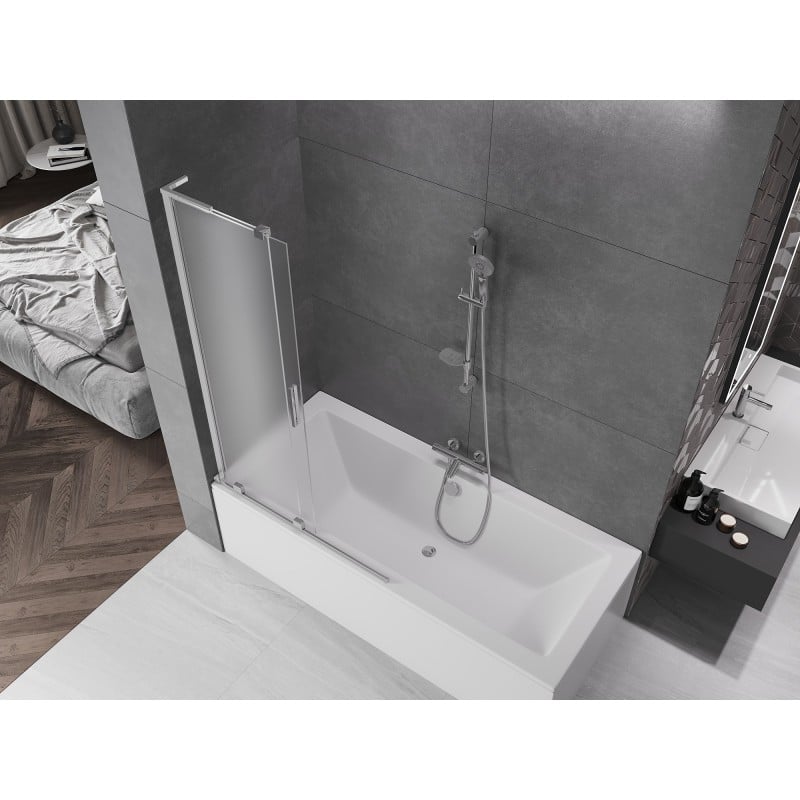 Mexen Velar L Two-Part Sliding Bath Screen 110 x 150 cm, Frosted, Chrome - 896-110-003-31-01