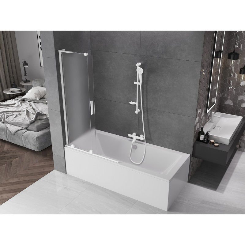 Mexen Velar L 2-wing sliding bath screen 110 x 150 cm, frosted, white - 896-110-003-31-20