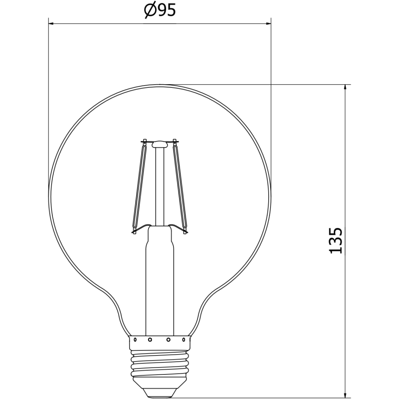 Mexen Vintis LED Filament Bulb E27, G95, 2W, Warm - 2200K, 180 lm, amber - L157-E27-0222-50