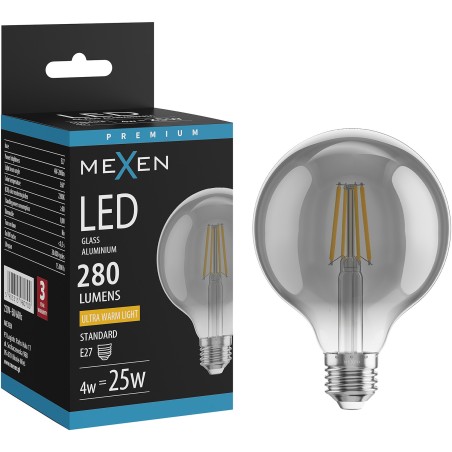 Mexen Vintis LED Filament Bulb E27, G95, 4W, Warm - 2200K, 280 lm, smoke - L157-E27-0422-70