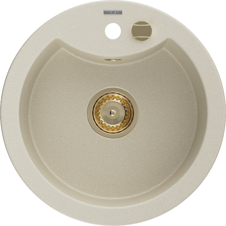 Mexen Diego granite sink 1-bowl 488 x 480 mm, beige, golden siphon - 6512481000-69-G