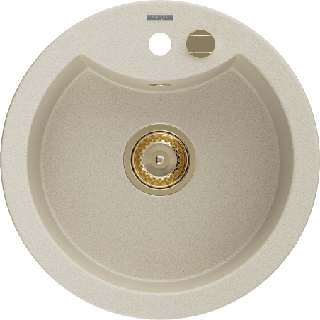 Mexen Diego Single-Bowl Granite Sink 488 x 480 mm, Beige, Golden Siphon - 6512481000-69-G