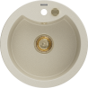 Mexen Diego granite sink 1-bowl 488 x 480 mm, beige, golden siphon - 6512481000-69-G