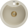 Mexen Diego Single-Bowl Granite Sink 488 x 480 mm, Beige, Golden Siphon - 6512481000-69-G