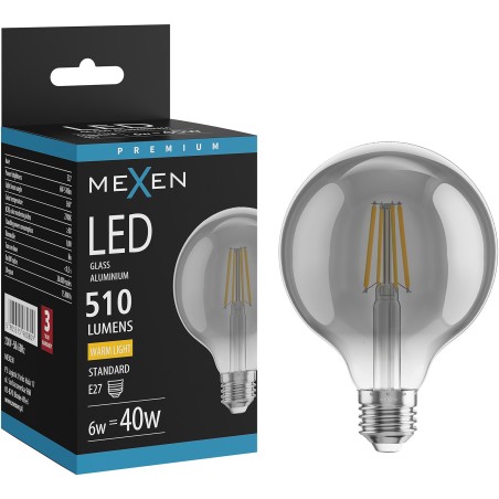 Mexen Vintis LED Filament Bulb E27, G95, 6W, Warm - 2700K, 510 lm, smoke - L157-E27-0627-70