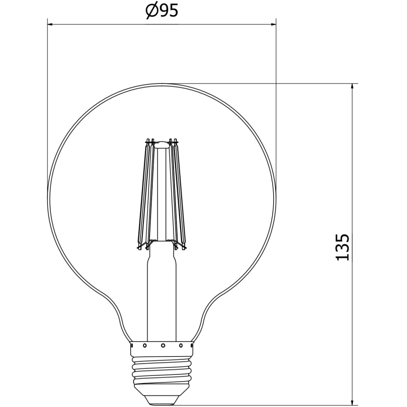 Mexen Vintis LED Filament Bulb E27, G95, 8W, Warm - 2700K, 1055 lm, clear - L157-E27-0827-00