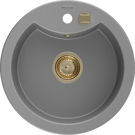 Mexen Diego 1-Bowl Granite Sink 488 x 480 mm, Grey, Golden Siphon - 6512481000-71-G