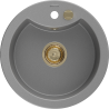 Mexen Diego 1-bowl granite sink 488 x 480 mm, gray, gold siphon - 6512481000-71-G