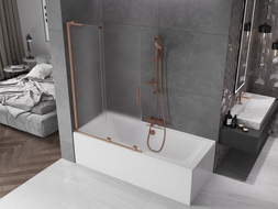 Mexen Velar L bath screen 2-wing sliding 110 x 150 cm, frost, brushed copper - 896-110-003-31-65
