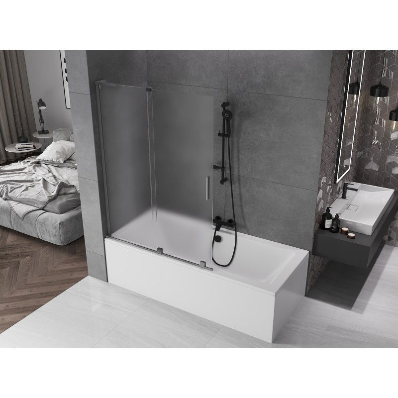Mexen Velar L Bath Screen 2-panel sliding 120 x 150 cm, frost, gun metal - 896-120-003-31-95