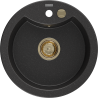Mexen Diego 1-bowl granite sink 488 x 480 mm, black/silver metallic, gold siphon - 6512481000-73-G