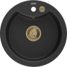 Mexen Diego granite kitchen sink 1-bowl 488 x 480 mm, black/silver metallic, golden siphon - 6512481000-73-G