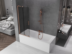 Mexen Velar L shower screen 2-wing sliding 75 x 150 cm, graphite, brushed copper - 896-075-003-41-65