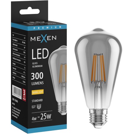 Mexen Vintis LED Filament Bulb E27, ST64, 4W, Warm - 2200K, 300 lm, smoke - L152-E27-0422-70