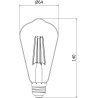 Mexen Vintis LED Filament Bulb E27, ST64, 8W, Warm - 2200K, 600 lm, smoke - L152-E27-0822-70