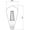 Mexen Vintis LED Filament Bulb E27, ST64, 10W, Warm - 2200K, 780 lm, smoke - L152-E27-1022-70