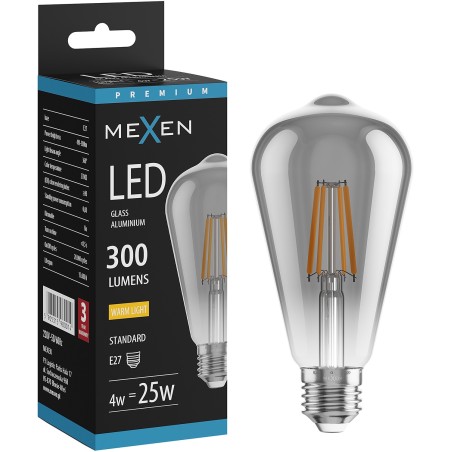 Mexen Vintis LED Filament Bulb E27, ST64, 4W, Warm - 2700K, 300 lm, smoke - L152-E27-0427-70