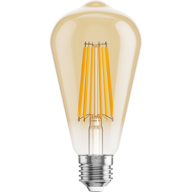 Mexen Vintis LED filament bulb E27, ST64, 10W, Warm - 2700K, 910 lm, amber - L152-E27-1027-50