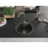 Mexen Diego 1-bowl granite sink 488 x 480 mm, black speckled, gold siphon - 6512481000-76-G