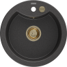 Mexen Diego 1-bowl granite sink 488 x 480 mm, black speckled, gold siphon - 6512481000-76-G