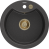 Mexen Diego granite sink 1-bowl 488 x 480 mm, black speckled, gold siphon - 6512481000-76-G