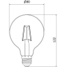 Mexen Vintis LED Filament Bulb E27, G80, 2W, Warm - 2200K, 150 lm, smoke - L155-E27-0222-70