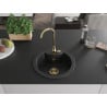 Mexen Diego 1-bowl Granite Kitchen Sink 488 x 480 mm, Black with Gold Waste - 6512481000-77-G