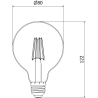 Mexen Vintis LED Filament Bulb E27, G80, 6W, Warm - 2200K, 600 lm, amber - L155-E27-0622-50