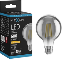 Mexen Vintis LED filament bulb E27, G80, 8W, Warm - 2200K, 600 lm, smoke - L155-E27-0822-70