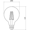 Mexen Vintis LED filament bulb E27, G80, 8W, Warm - 2200K, 600 lm, smoke - L155-E27-0822-70