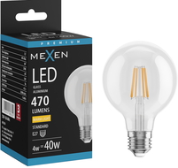 Mexen Vintis LED Filament Bulb E27, G80, 4W, Warm - 2700K, 470 lm, Clear - L155-E27-0427-00