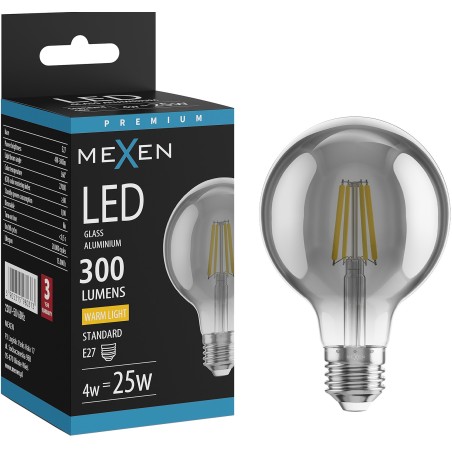 Mexen Vintis LED Filament Bulb E27, G80, 4W, Warm - 2700K, 300 lm, smoke - L155-E27-0427-70