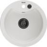 Mexen Diego granite kitchen sink 1-bowl 488 x 480 mm, white, black siphon - 6512481000-20-B