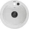 Mexen Diego granite sink single-bowl 488 x 480 mm, white, black siphon - 6512481000-20-B