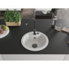 Mexen Diego granite kitchen sink 1-bowl 488 x 480 mm, white, black siphon - 6512481000-20-B