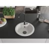 Mexen Diego granite sink single-bowl 488 x 480 mm, white, black siphon - 6512481000-20-B