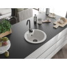 Mexen Diego granite kitchen sink 1-bowl 488 x 480 mm, white, black siphon - 6512481000-20-B