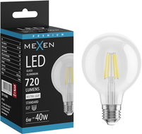 Mexen Vintis LED filament bulb E27, G80, 6W, Neutral - 4000K, 720 lm, clear - L155-E27-0640-00